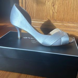 Nina Silver Satin Heels